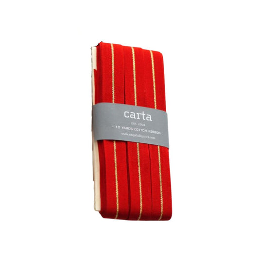 Metallic Line Cotton Ribbon | Wood Paddle 10 yds