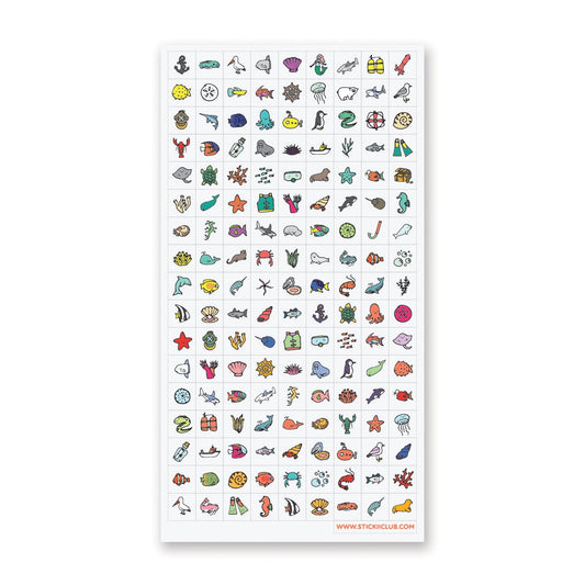 Mini Sea Icons Sticker Sheet