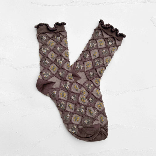 Diamond Floral Sheer Socks