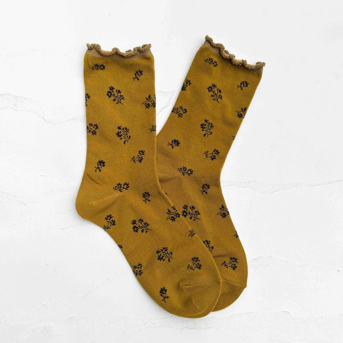 Tiny Floral Ruffle Socks