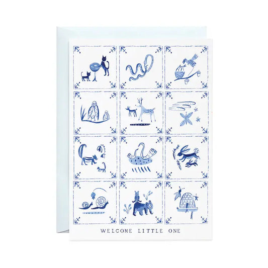 New Baby Delft Tiles Greeting Card