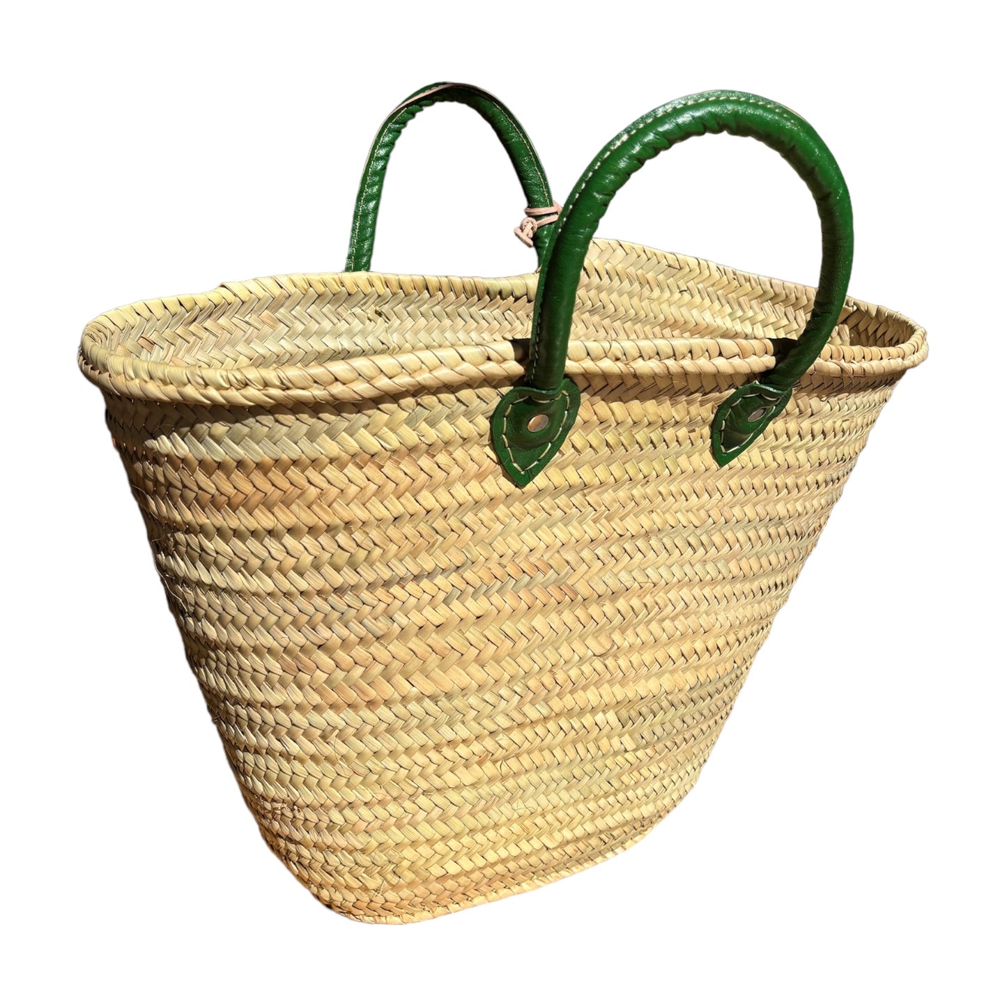 Straw Market Bag with Leather Handles