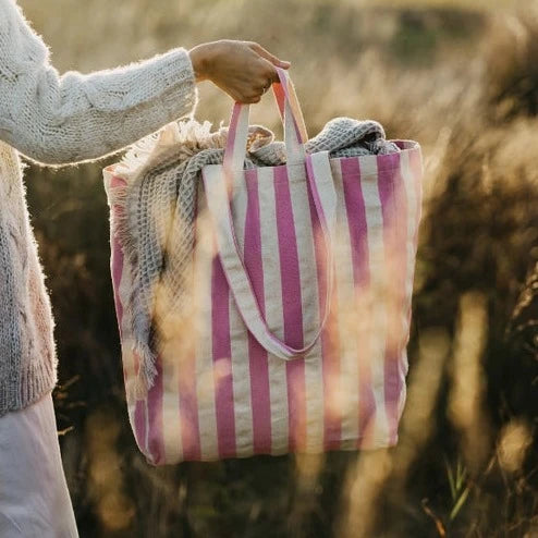 Striped Tote Bag - Pink