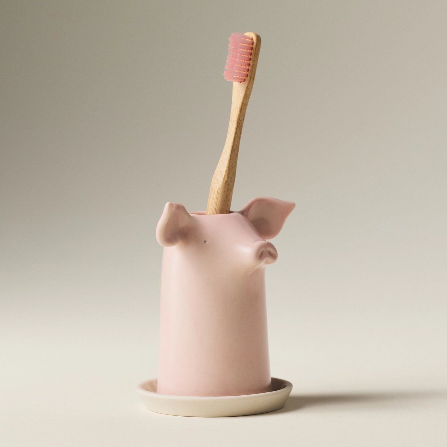 Porcelain Pig Toothbrush Holder