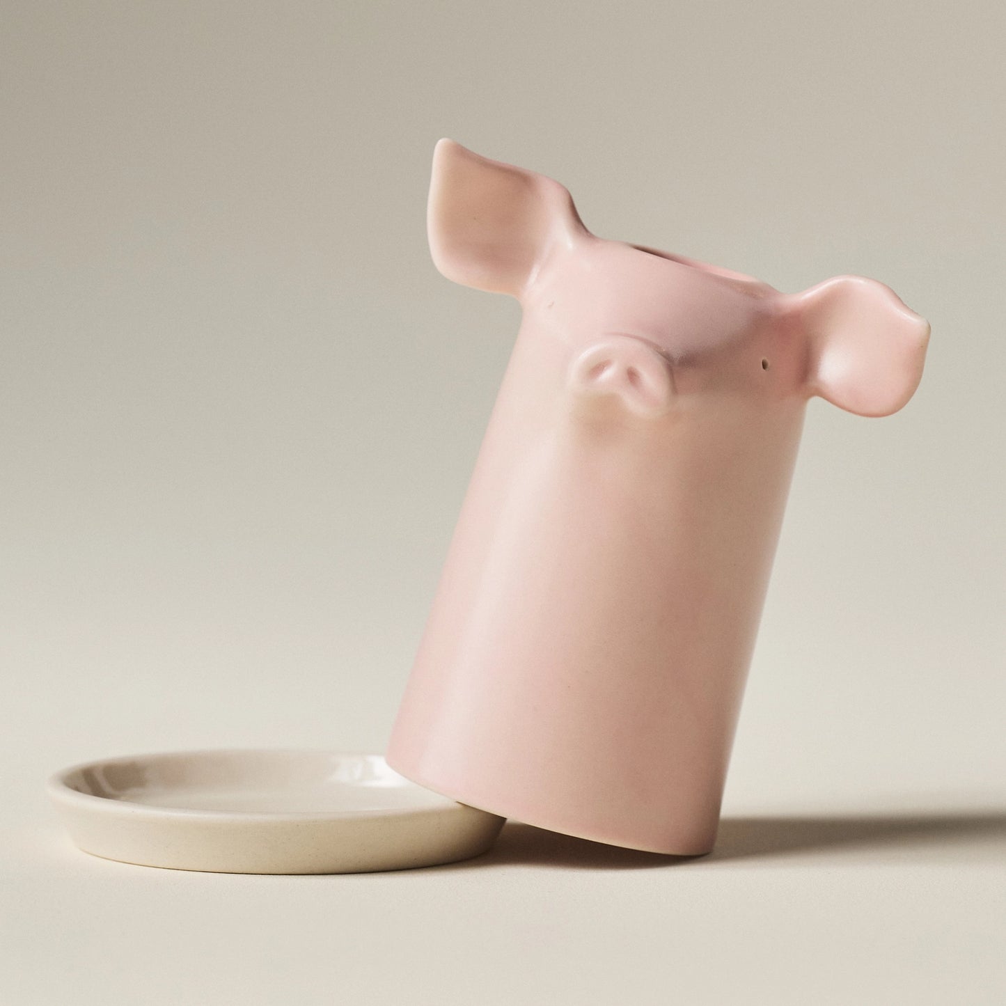 Porcelain Pig Toothbrush Holder