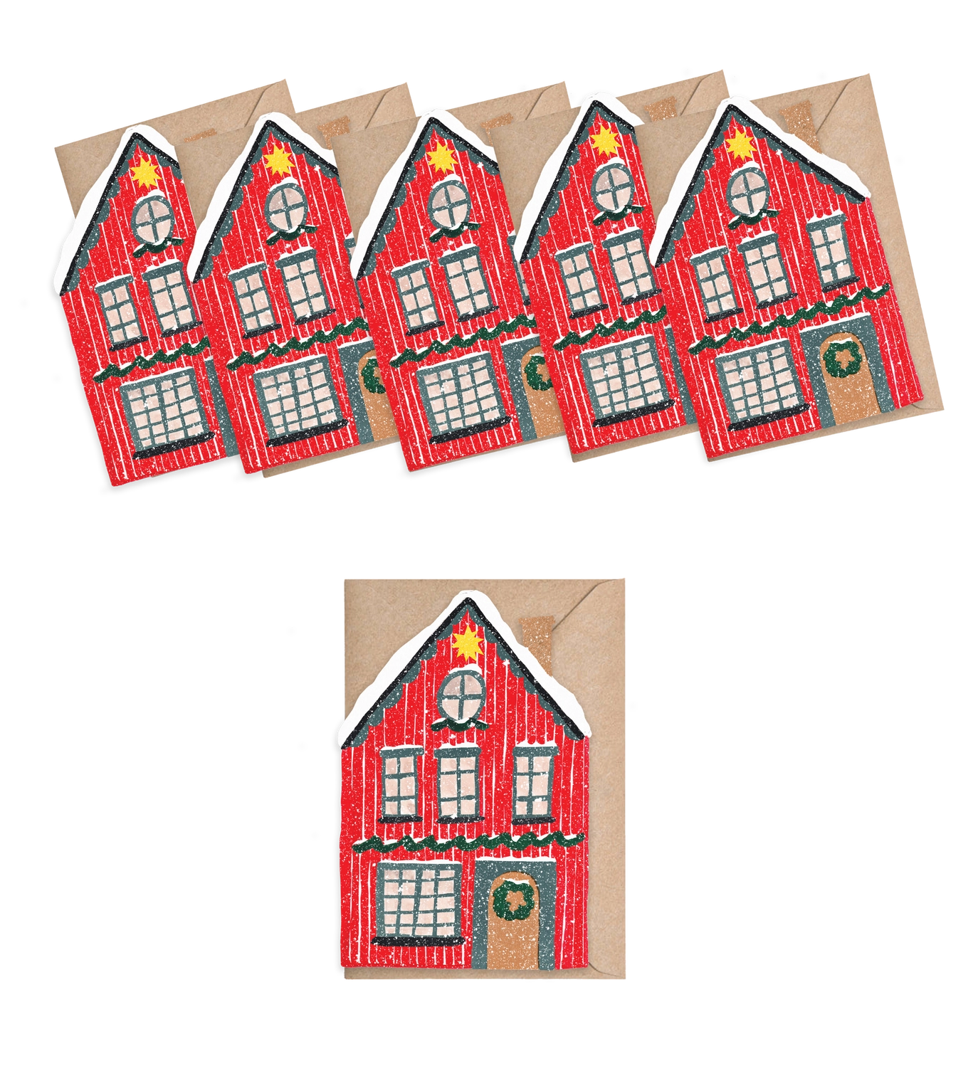 Red Cottage Mini Cards - Box of 6