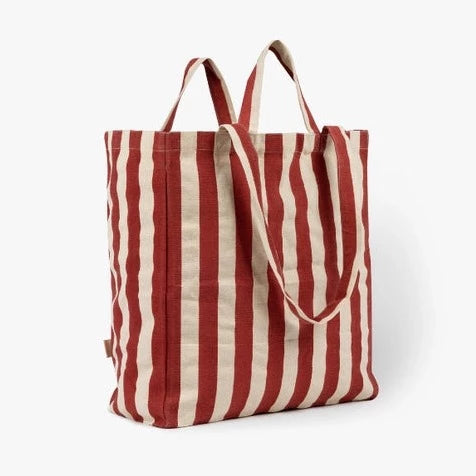Striped Tote Bag - Red