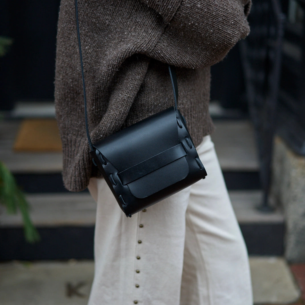 Saddle Bag in Black Leather