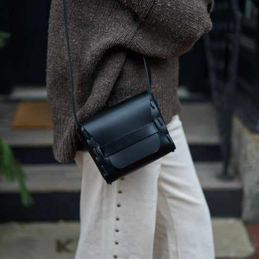 Saddle Bag in Black Leather