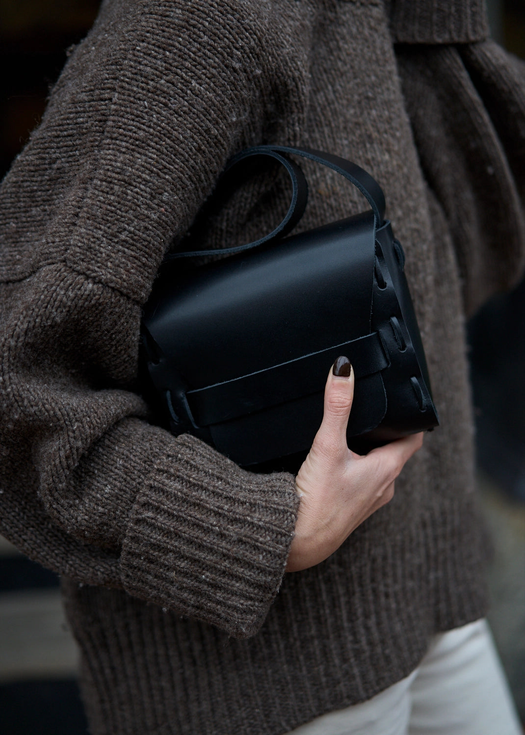 Saddle Bag in Black Leather