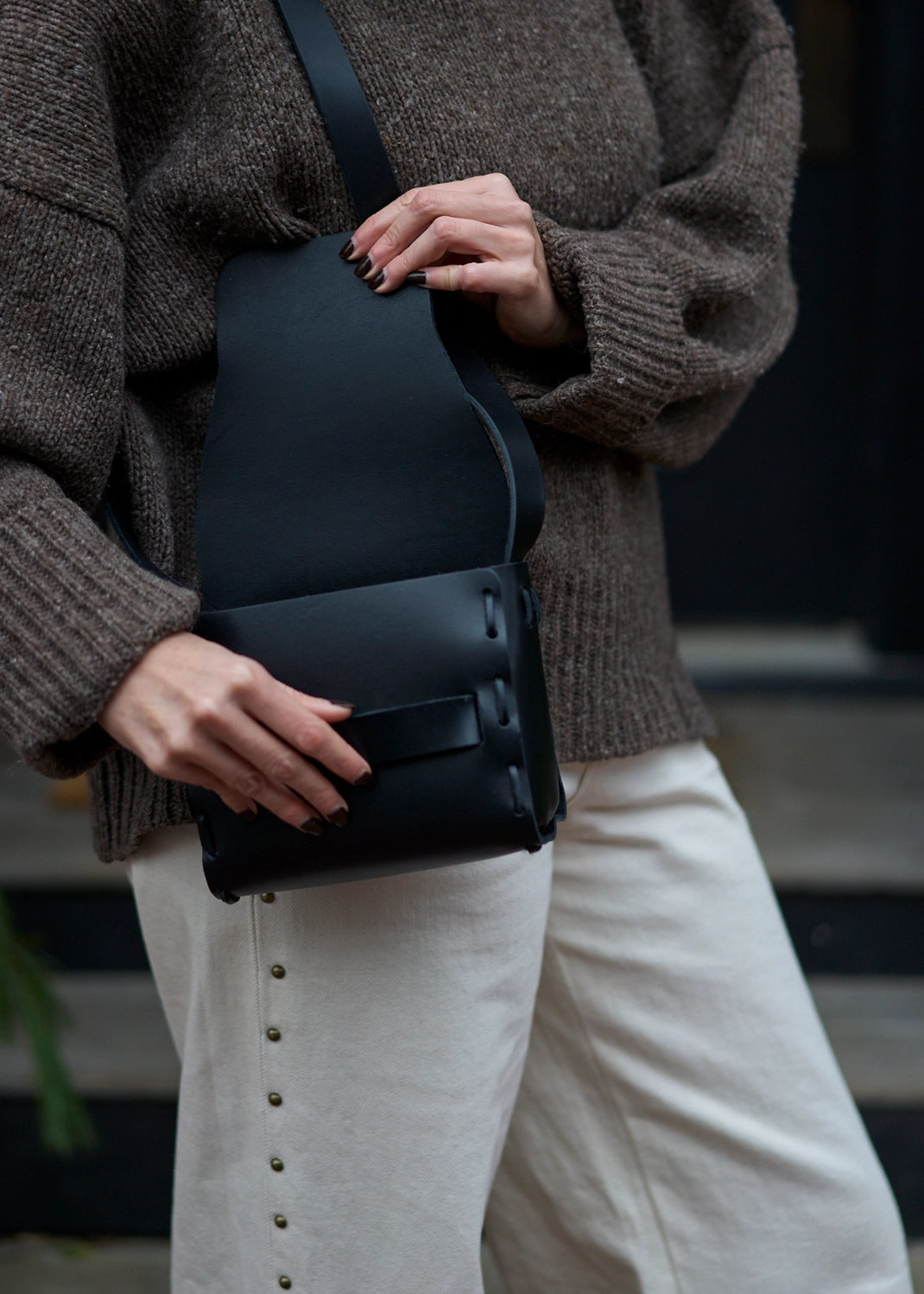 Saddle Bag in Black Leather