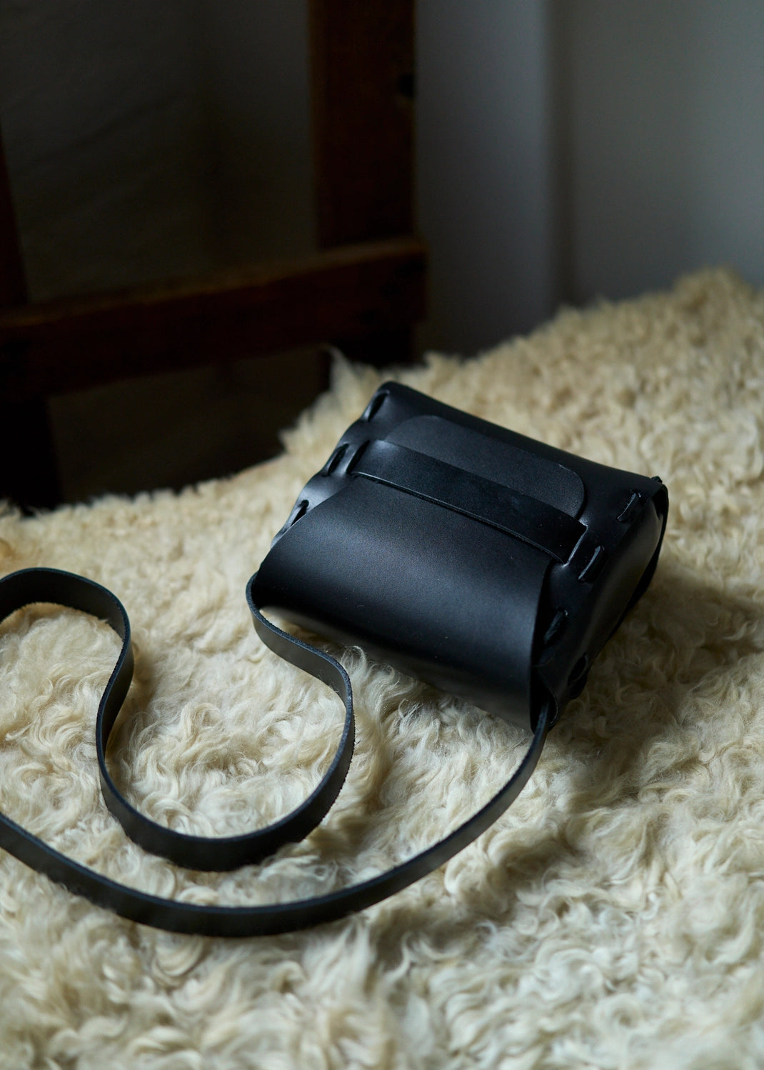 Saddle Bag in Black Leather