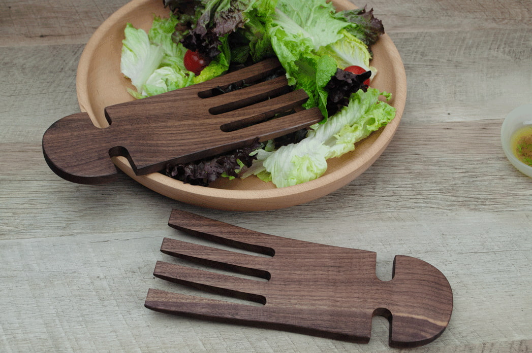 Walnut Wood 9" Salad Hands