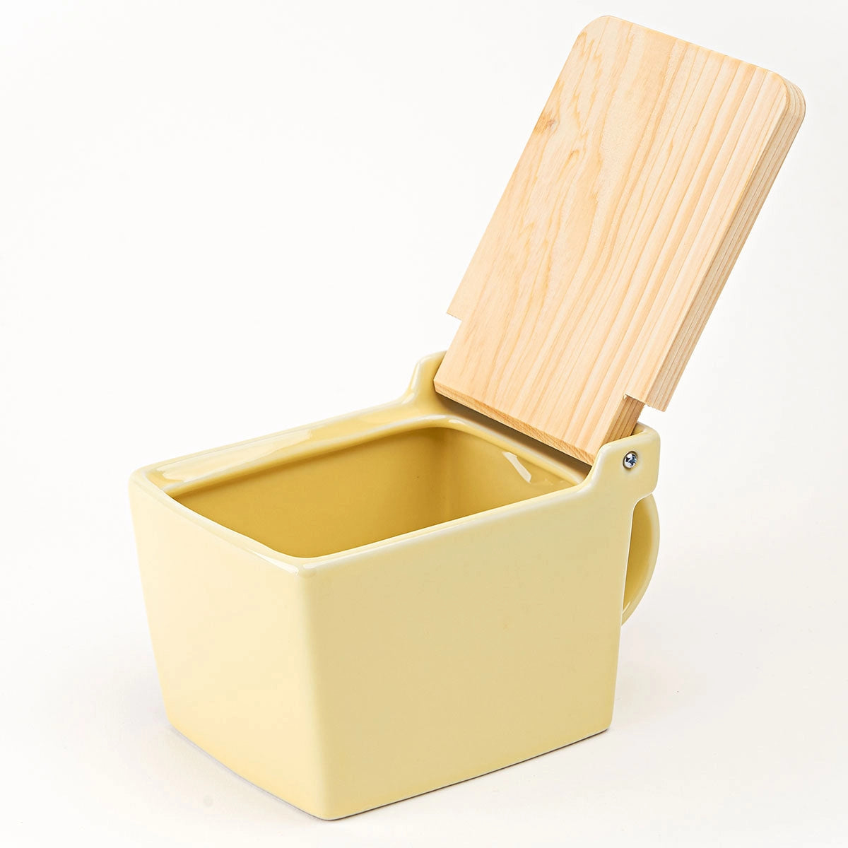 Ceramic Salt Box with Wooden Lid