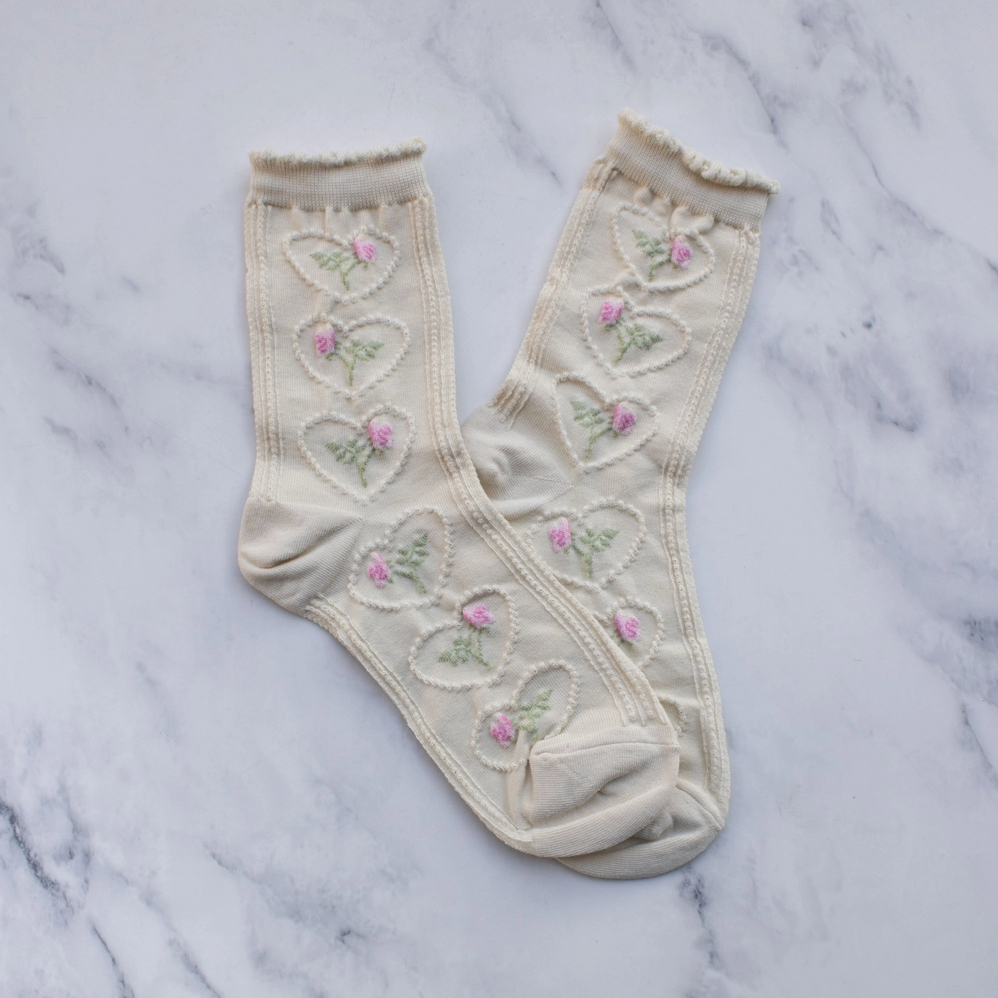 Rose Heart Socks