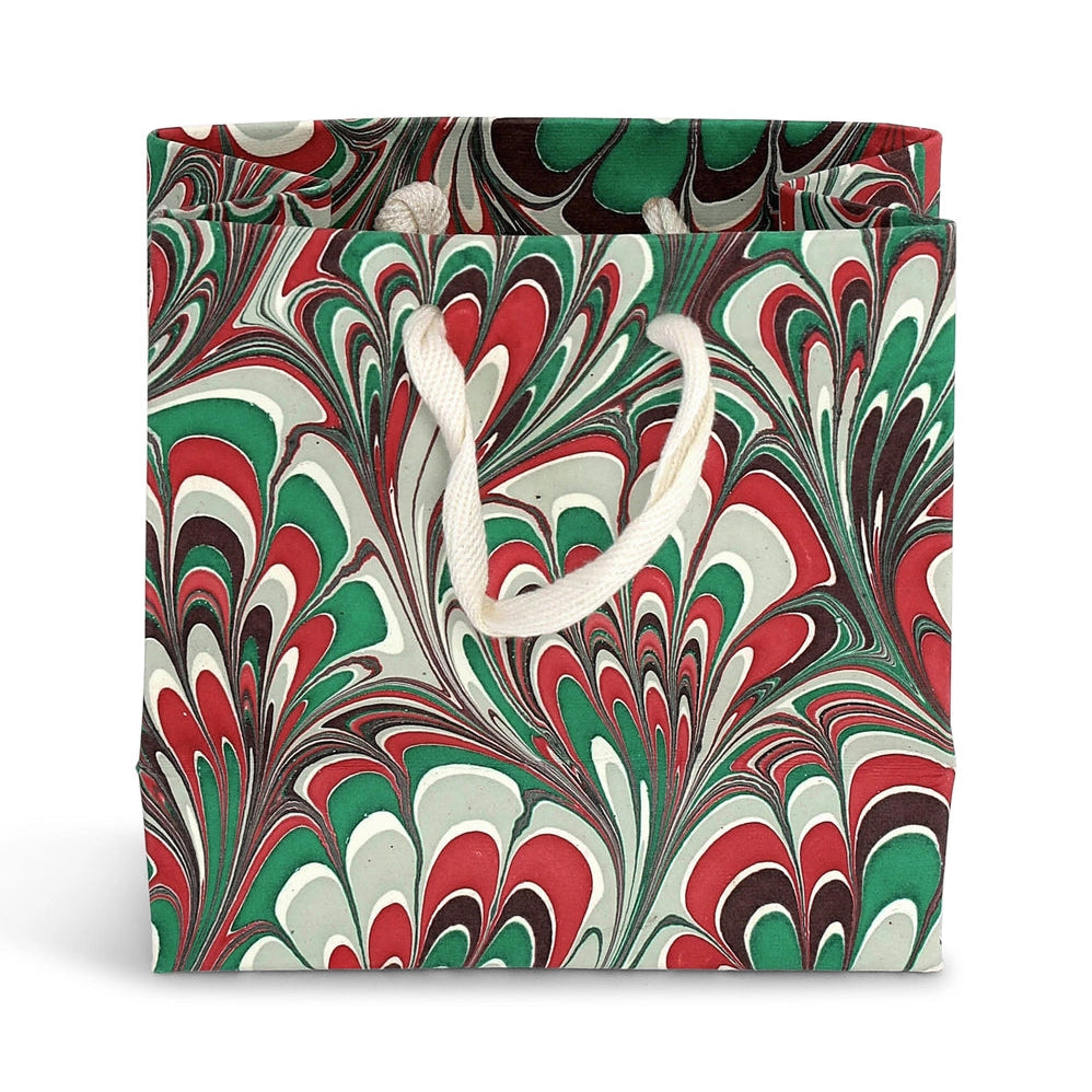 Small Festive Hand Marbled Gift Bag