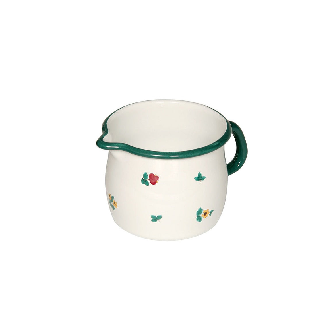 Small Floral Enamel Jug With Spout