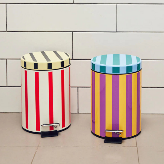 Striped Pedal Trash Bin