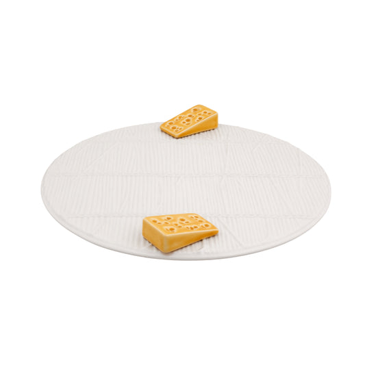 White Cheese Tray with Cheese Handles