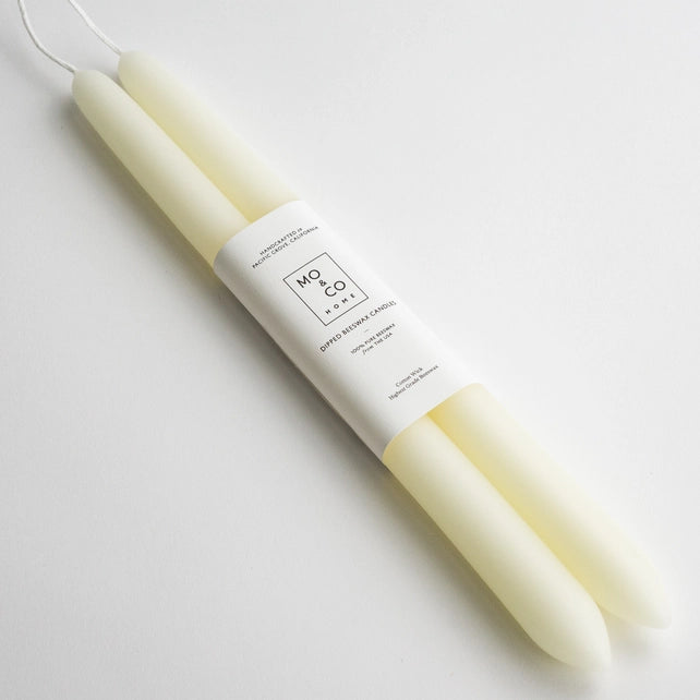 Beeswax 10" Taper Candles - Natural White
