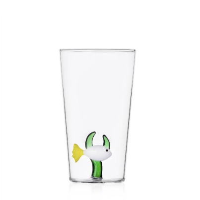 White Fish Green Seaweed Longdrink Glass