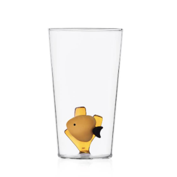 Yellow Fish Amber Seaweed Longdrink Glass