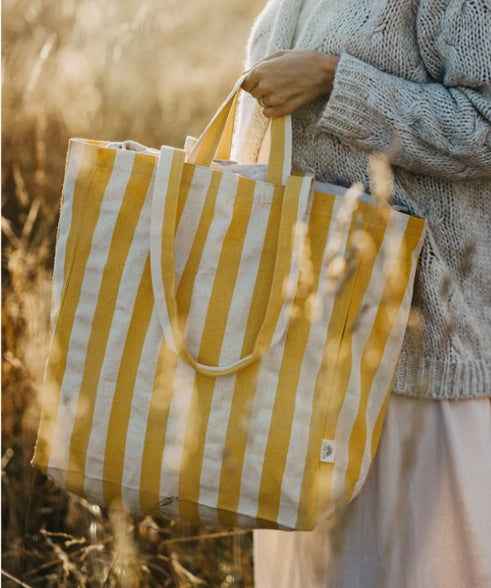 Striped canvas tote sales bag