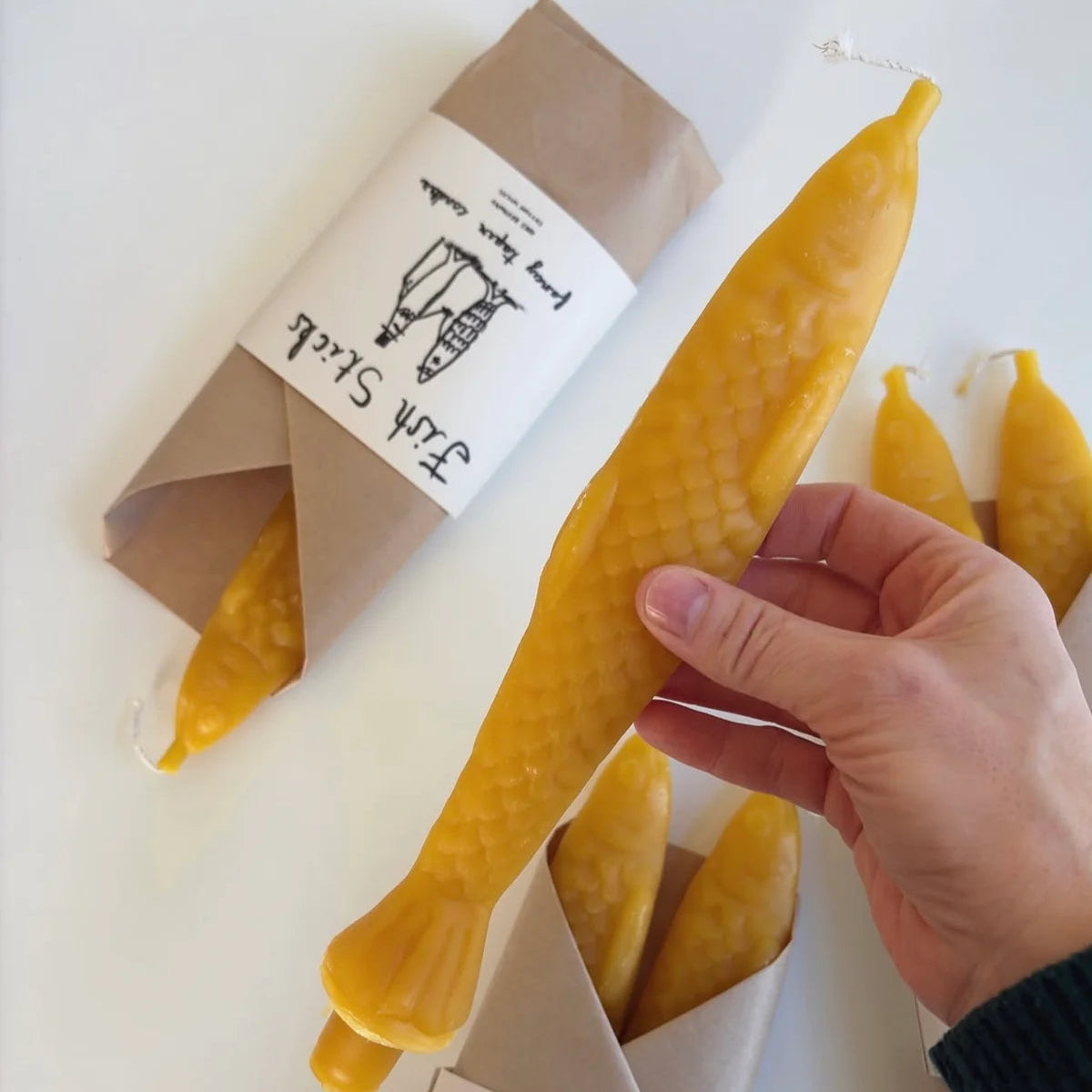 Fish Sticks - Fancy Beeswax Fish Shaped Taper Candles