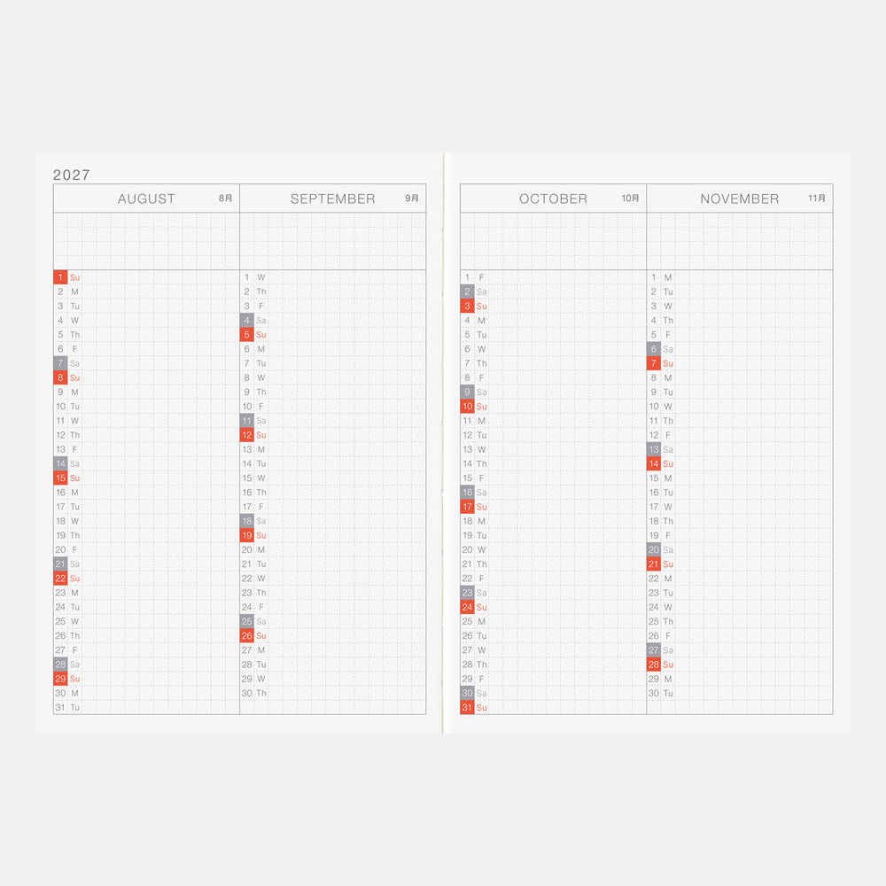 2027 English Original Book [A6 size/Daily/Jan start/Mon start]