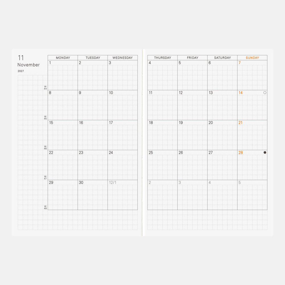 2027 English Planner Book [A6 size/Daily/Jan start/Mon start]