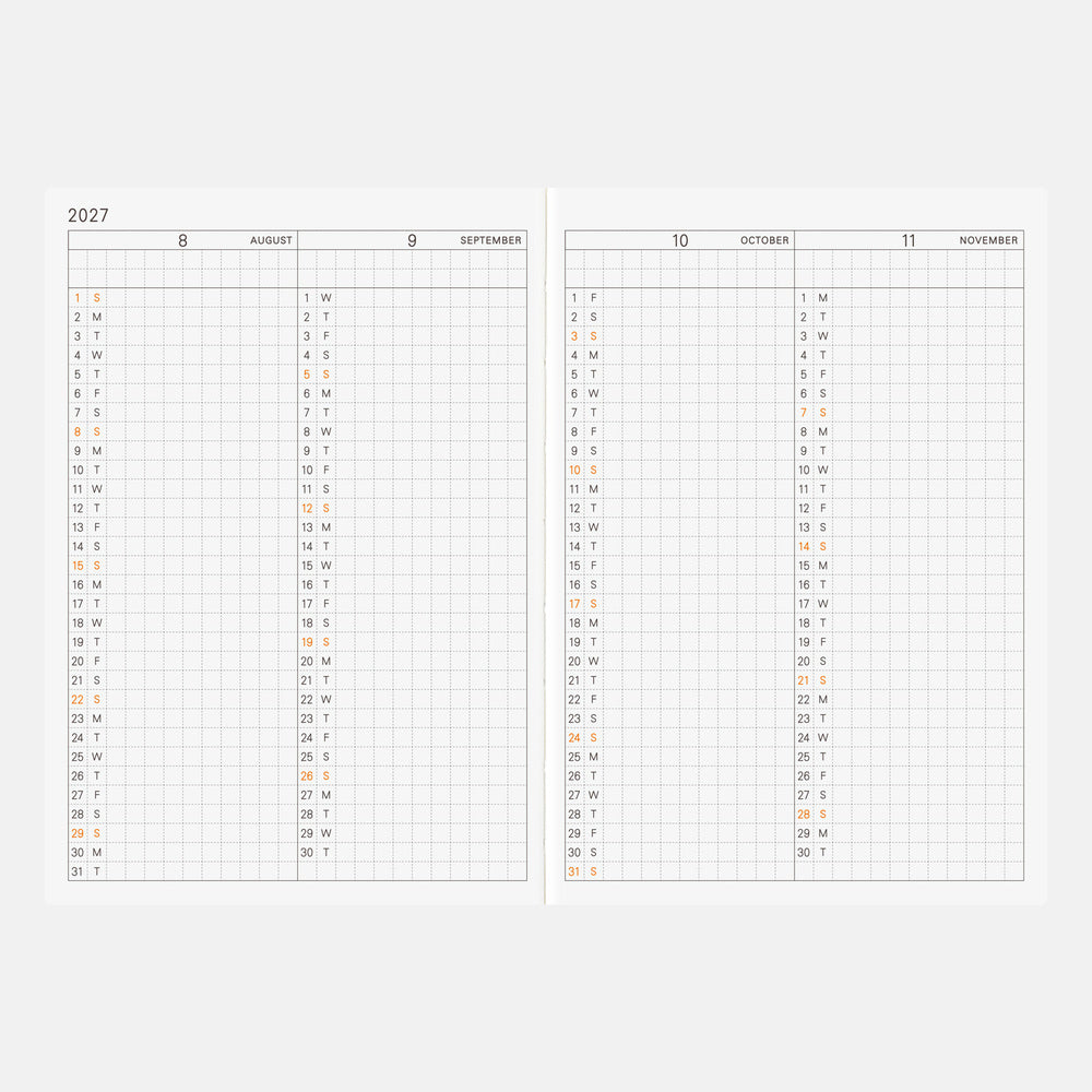 2027 English Planner Book [A6 size/Daily/Jan start/Mon start]