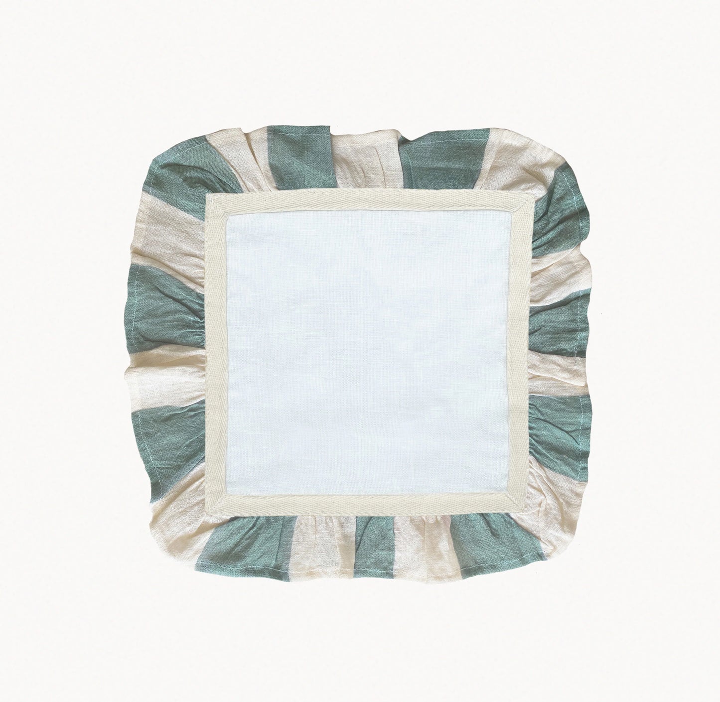 Linen Napkins - Set of 2 - Sea Green Wide Stripe