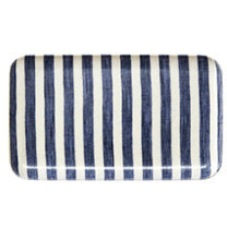 Linen Coated Tray - White and Blue Stripe - Small